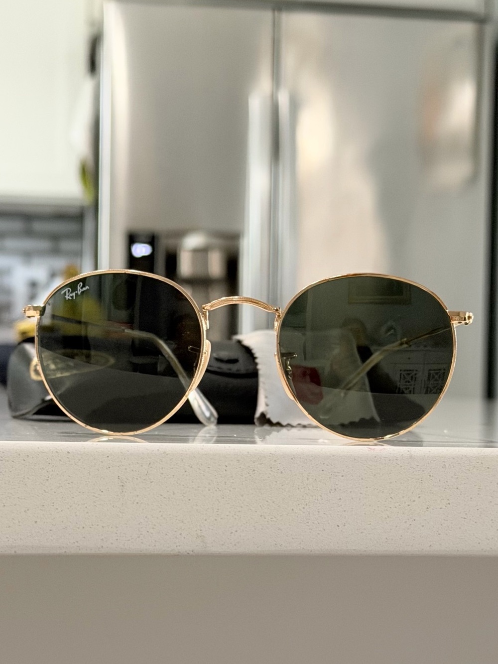 Ray-Ban Round Metal Sunglasses - Gold Frame, Dark Green Lenses